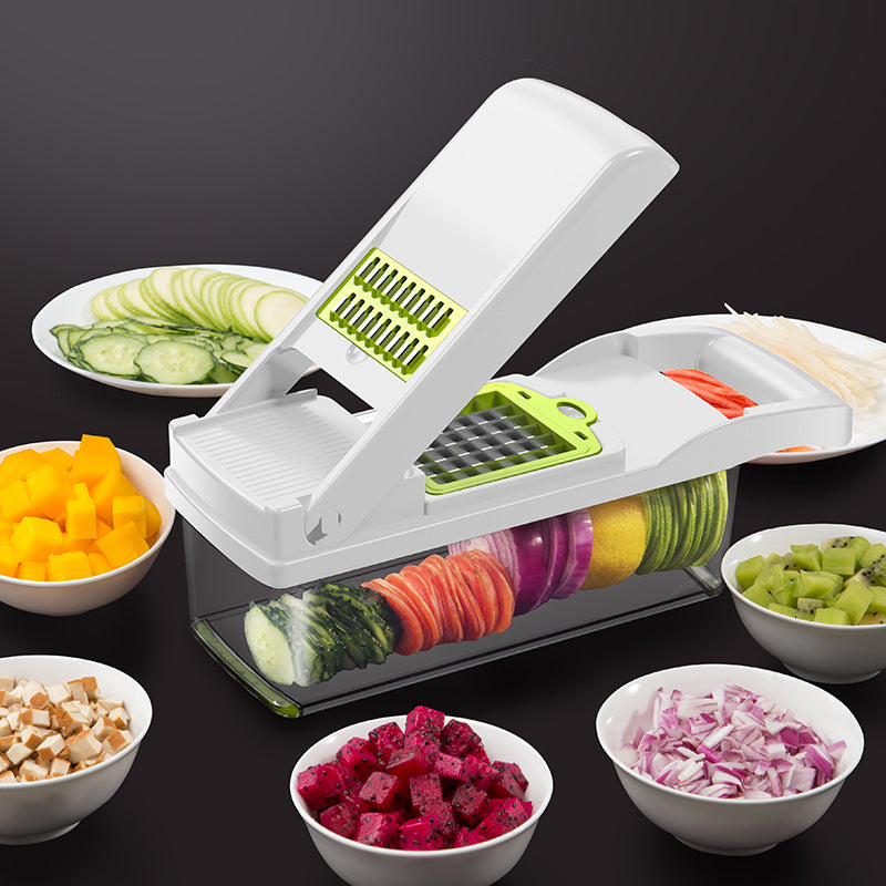 15 in 1 Set 7 Blades Kitchen Gadget Onion Carrot Potato Fruit Garlic Vegetable Veggie Chopper Slicer Dicer Cutter With Container