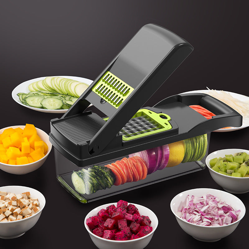 15 in 1 Set 7 Blades Kitchen Gadget Onion Carrot Potato Fruit Garlic Vegetable Veggie Chopper Slicer Dicer Cutter With Container