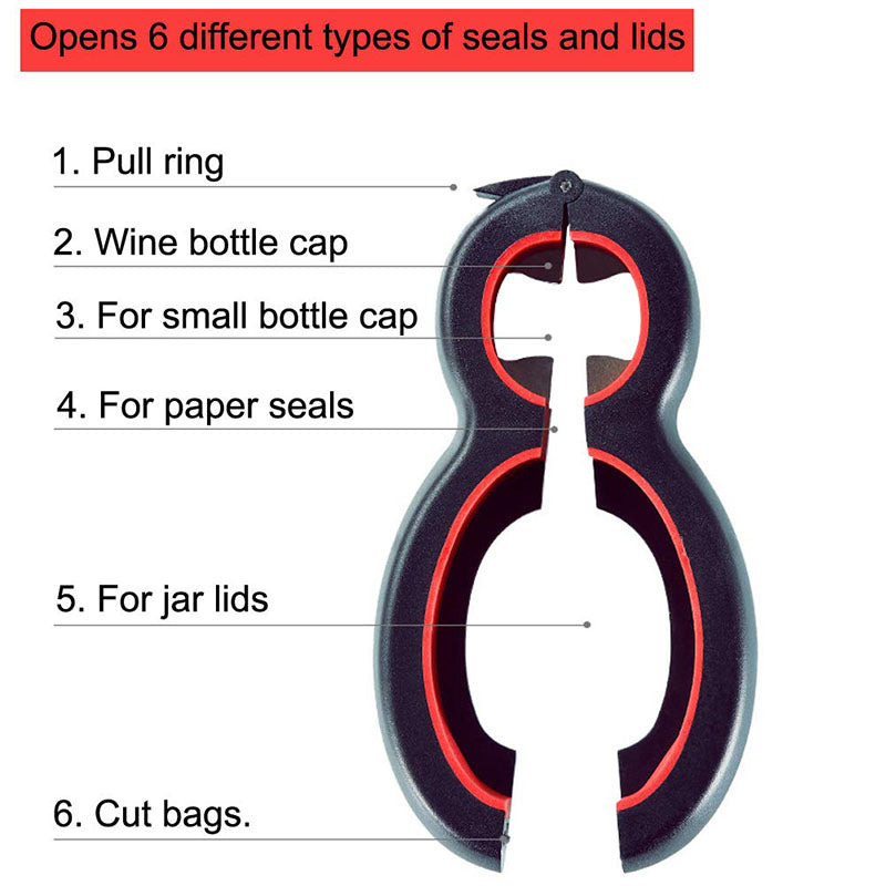 Plastic 6 in 1 Multi-function Bottle Can Opener Tools Kitchen Gadget