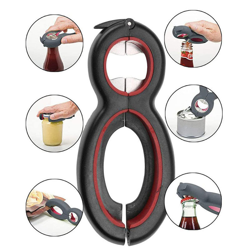 Plastic 6 in 1 Multi-function Bottle Can Opener Tools Kitchen Gadget