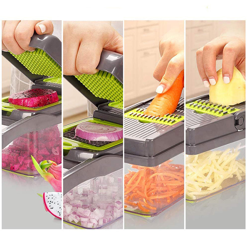 15 in 1 Set 7 Blades Kitchen Gadget Onion Carrot Potato Fruit Garlic Vegetable Veggie Chopper Slicer Dicer Cutter With Container